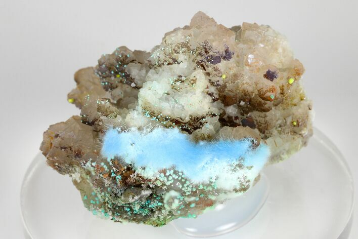 Vibrant Blue, Cyanotrichite On Cubic Fluorite - China #183992